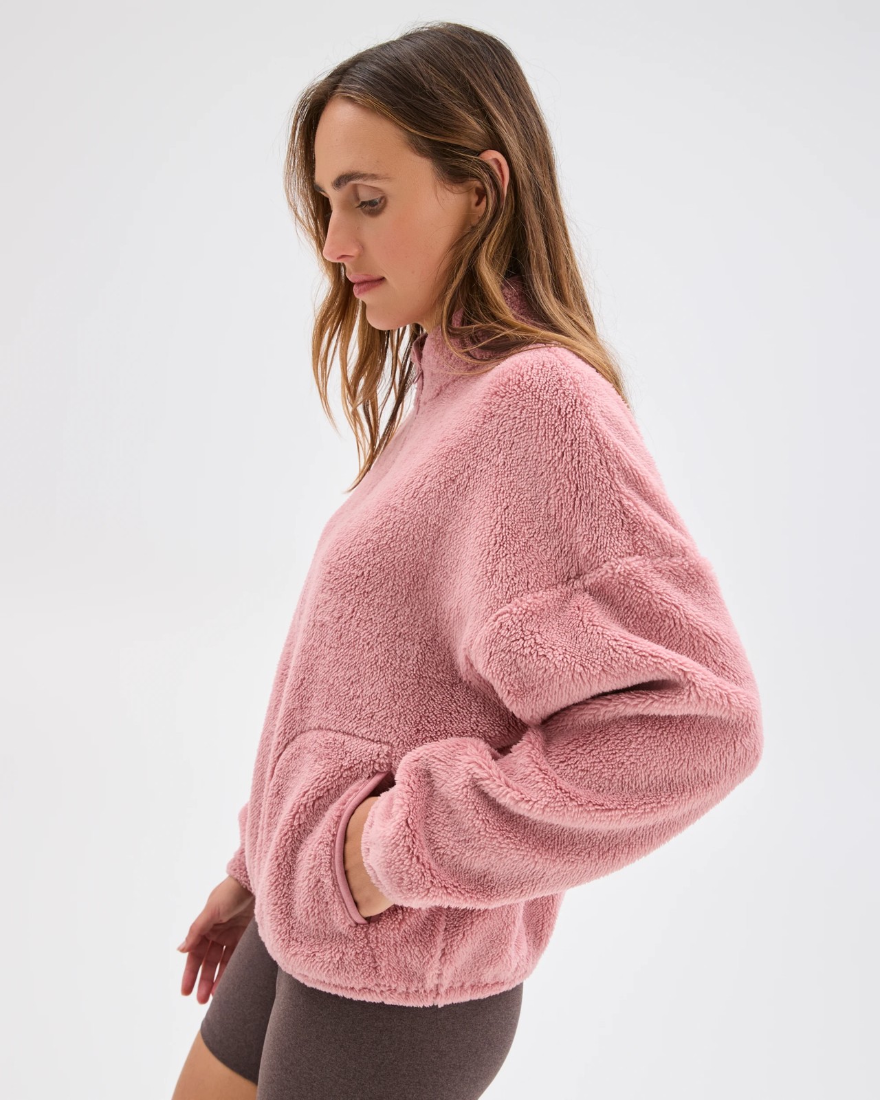 Active Sherpa Zip Through Jacket - Dusty Pink 6 of 6