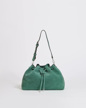 Premium Suede Leather Drawstring Shoulder Bag