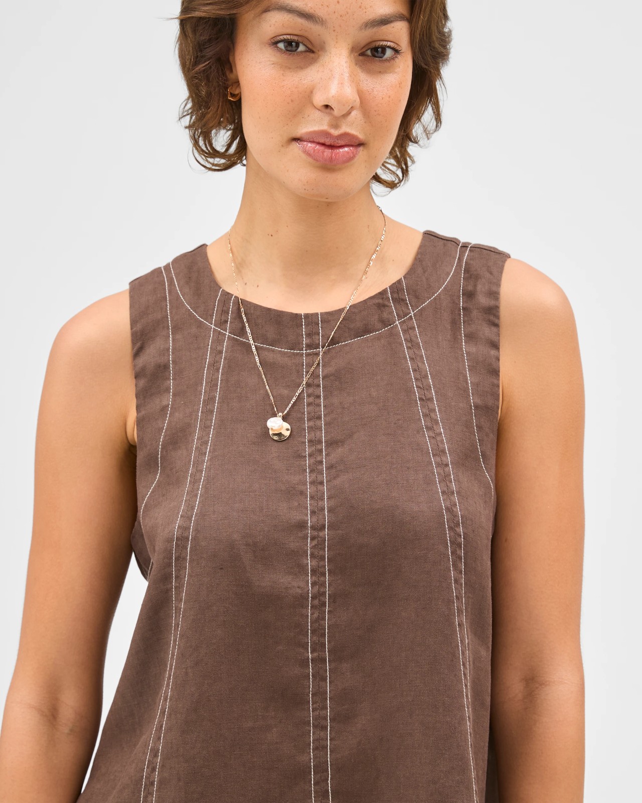 European Linen Swing Tank Top - Coffee Bean 5 of 5