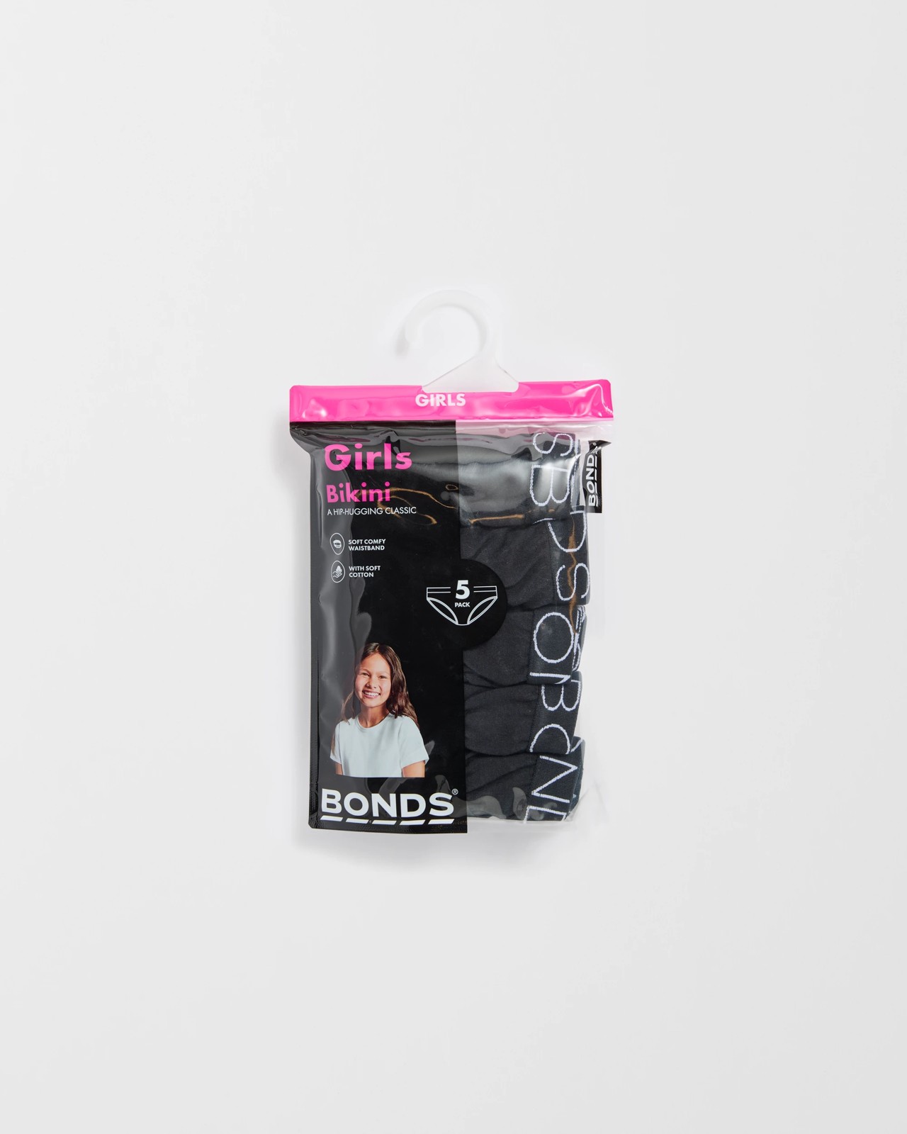 Bonds Girls 5 Pack Bikini Briefs - UWCE5A_BAC  Black 2 of 2