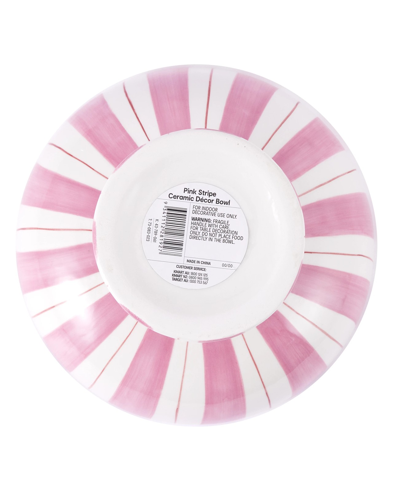 Anko Pink Stripe Ceramic Decor Bowl 5 of 5