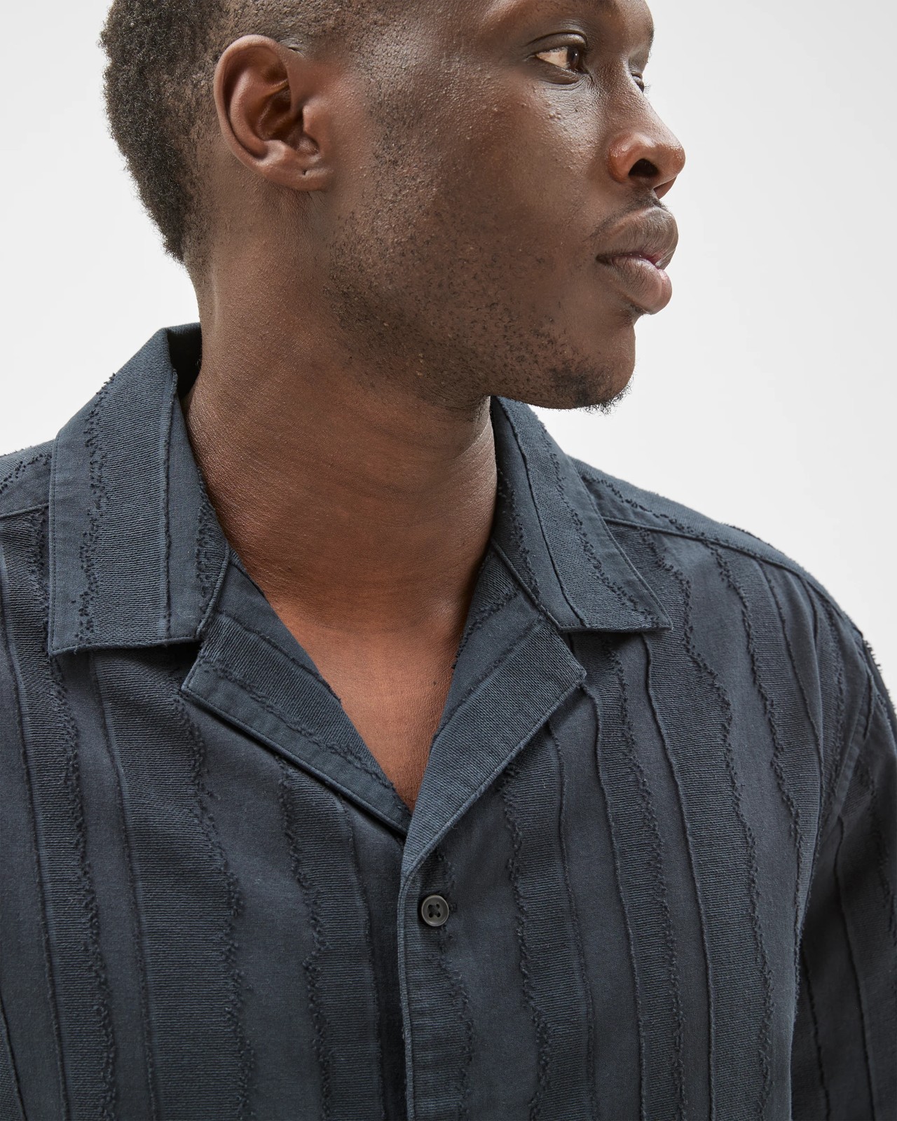 Commons Cotton Burnout Short Sleeve Shirt - Black 5 of 5