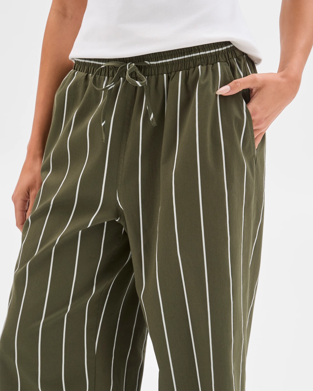 Lily Loves Australian Cotton Blend Poplin Striped Pants - Green Stripe 5 of 6