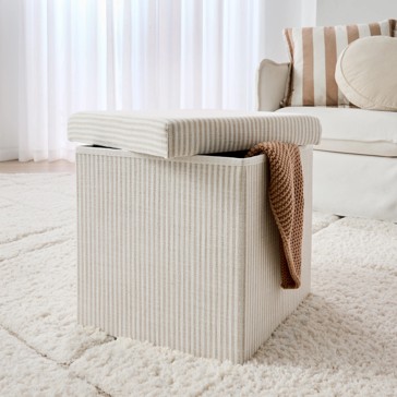 Square Storage Ottoman, Beige - Anko