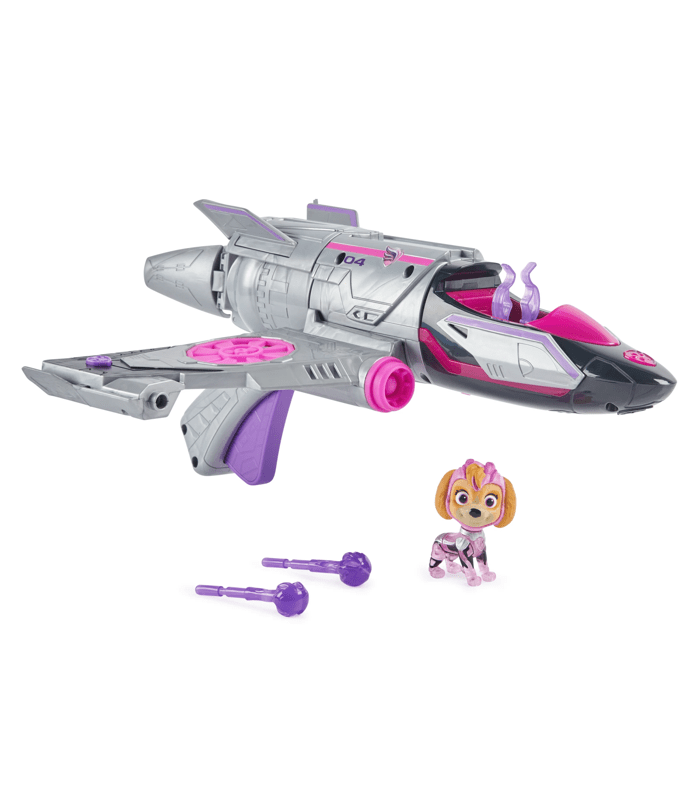 Paw Patrol: The Mighty Movie, Transforming Rescue Jet with Skye Mighty Pups  Action Figure, Lights and Sounds, Kids Toys for Boys & Girls 3+