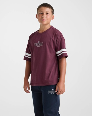 Lonsdale London Boys Retro Sport Short Sleeve T-shirt - Red