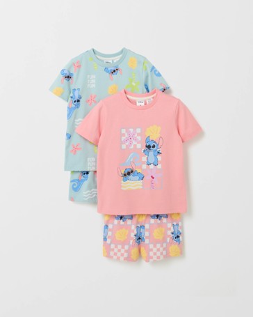 Disney Organic Cotton 2 Pack Younger Girls Pyjama Set