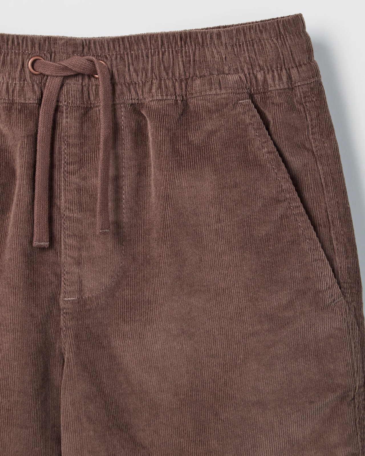 Cotton Elastic Waistband Corduroy Shorts - Brown 6 of 6