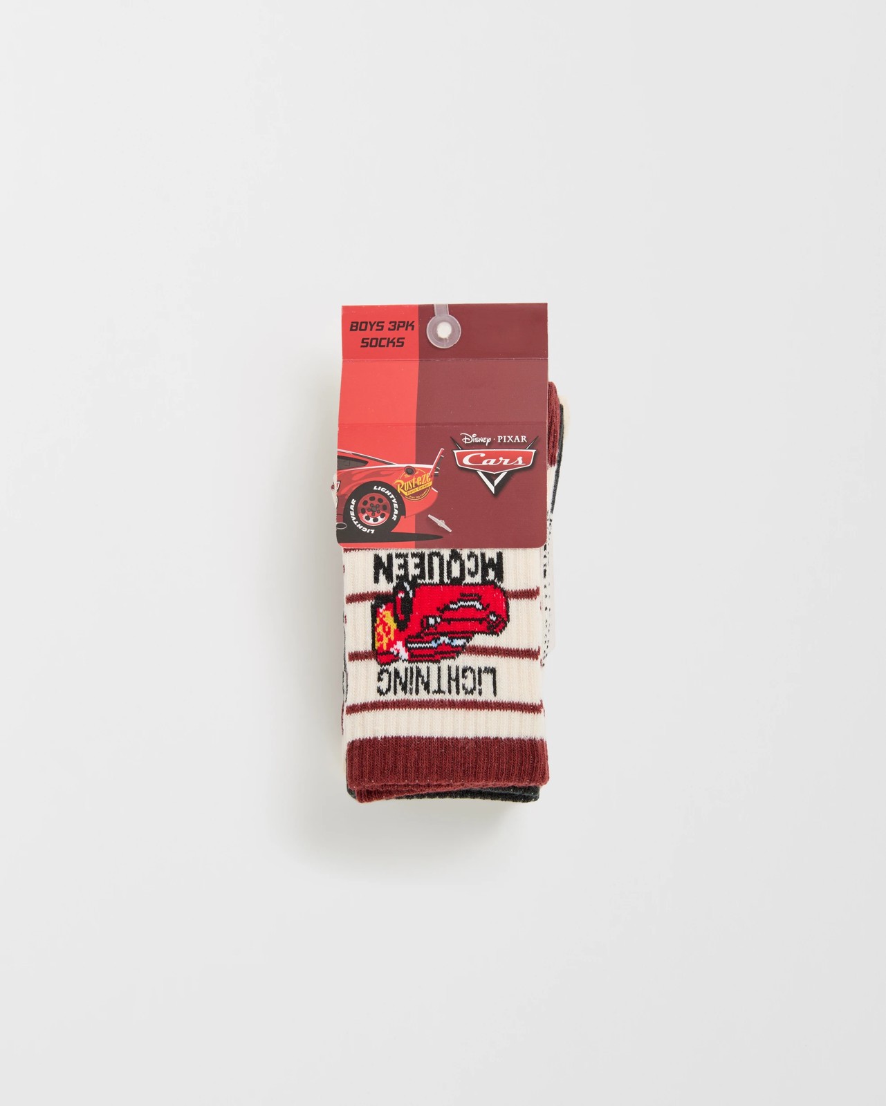 Licensed Disney Pixar Cars 3 Pack Younger Boys Crew Socks 3 of 3