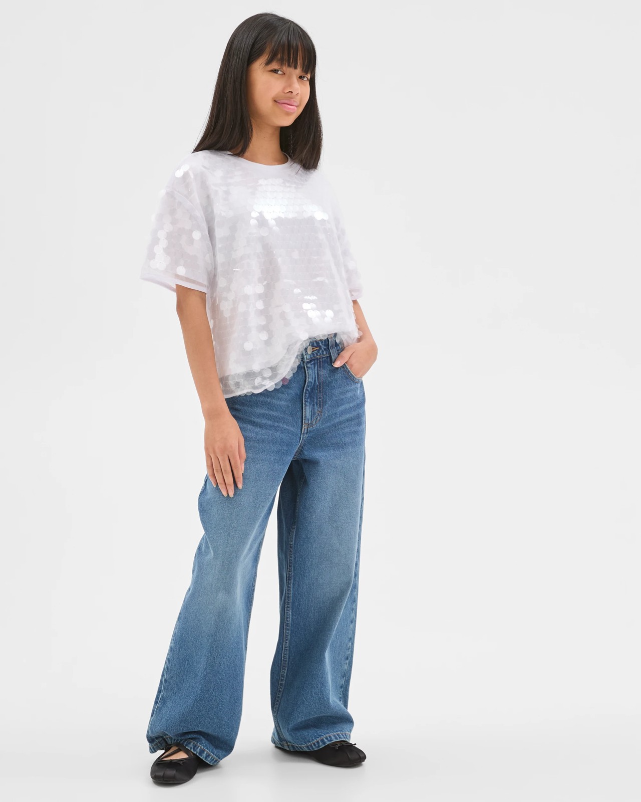 Sequin Short Sleeve T-Shirt - White 2 of 6