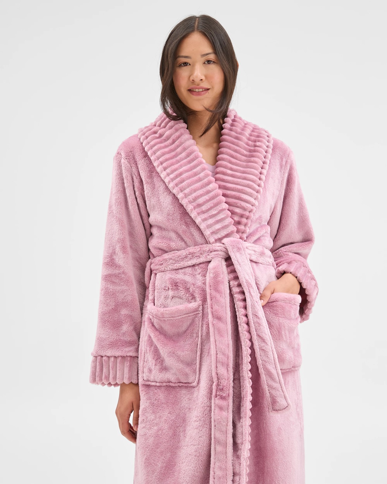 Jacquard Stripe Sleep Robe - Pink 2 of 6