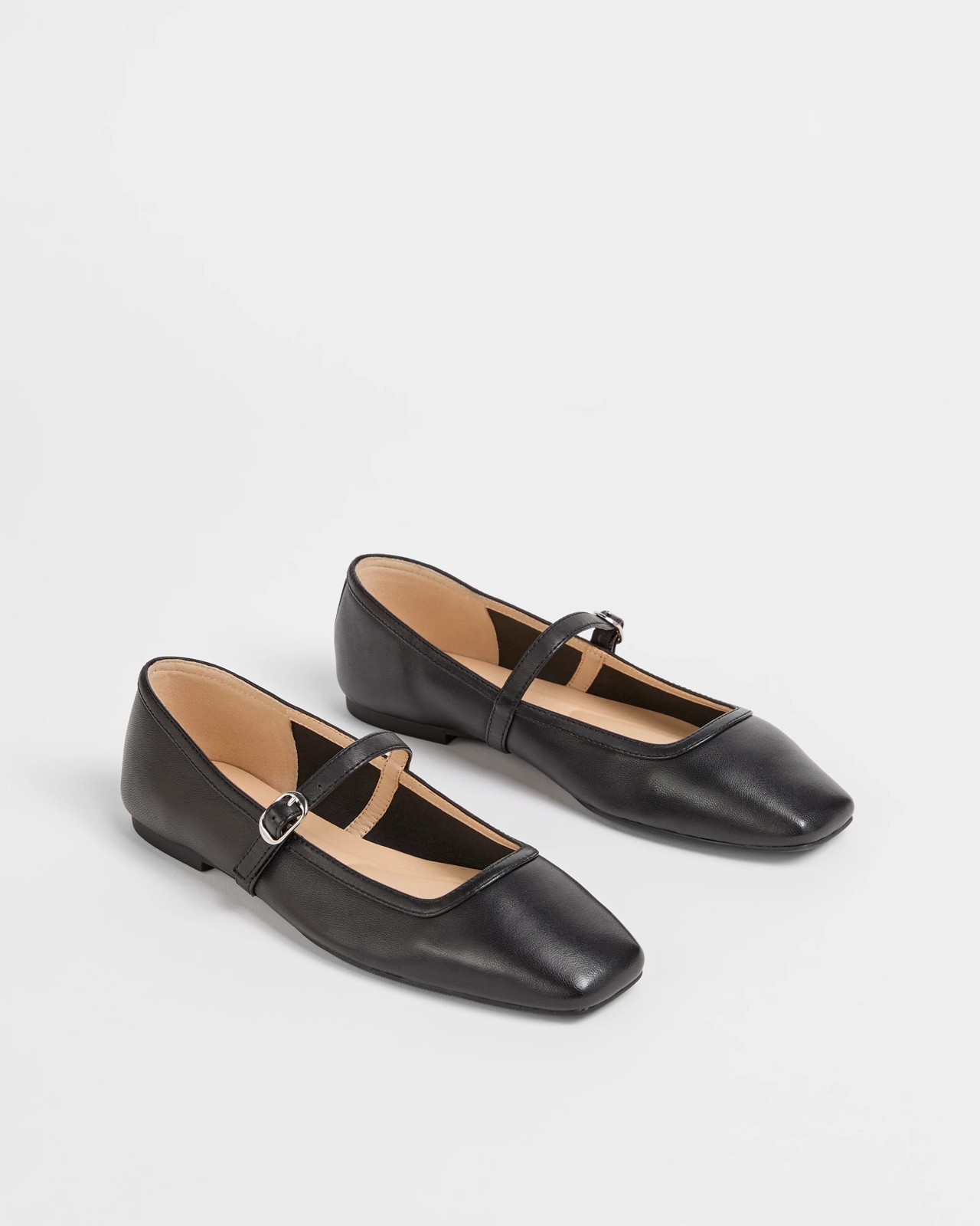 Genuine Leather Mary Jane Strap Ballet Flats - Black Leather 2 of 3