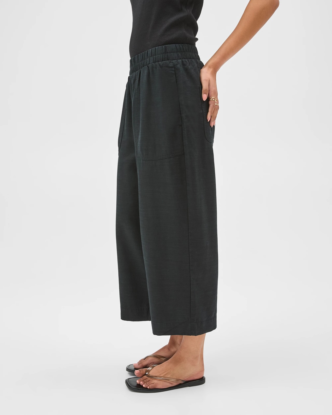 Slub Cropped Pants - Black 5 of 5