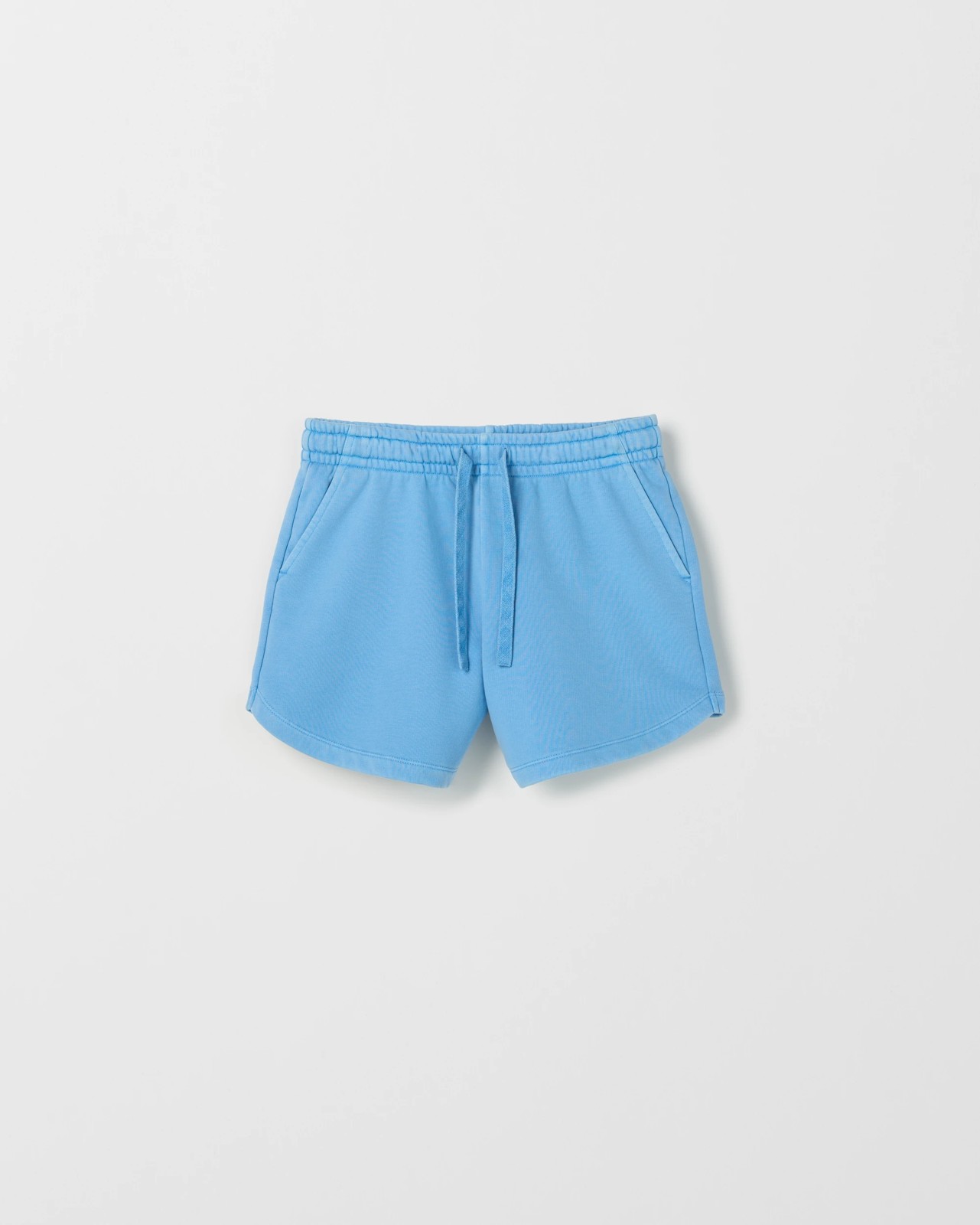 Australian Cotton Blend Curved Hem Fleece Shorts - Della Robbia Blue 5 of 6