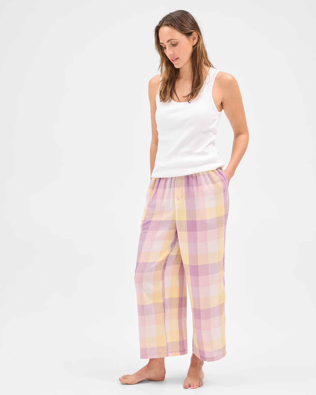 7/8 Length Sleep Pants - Check Purple 2 of 6