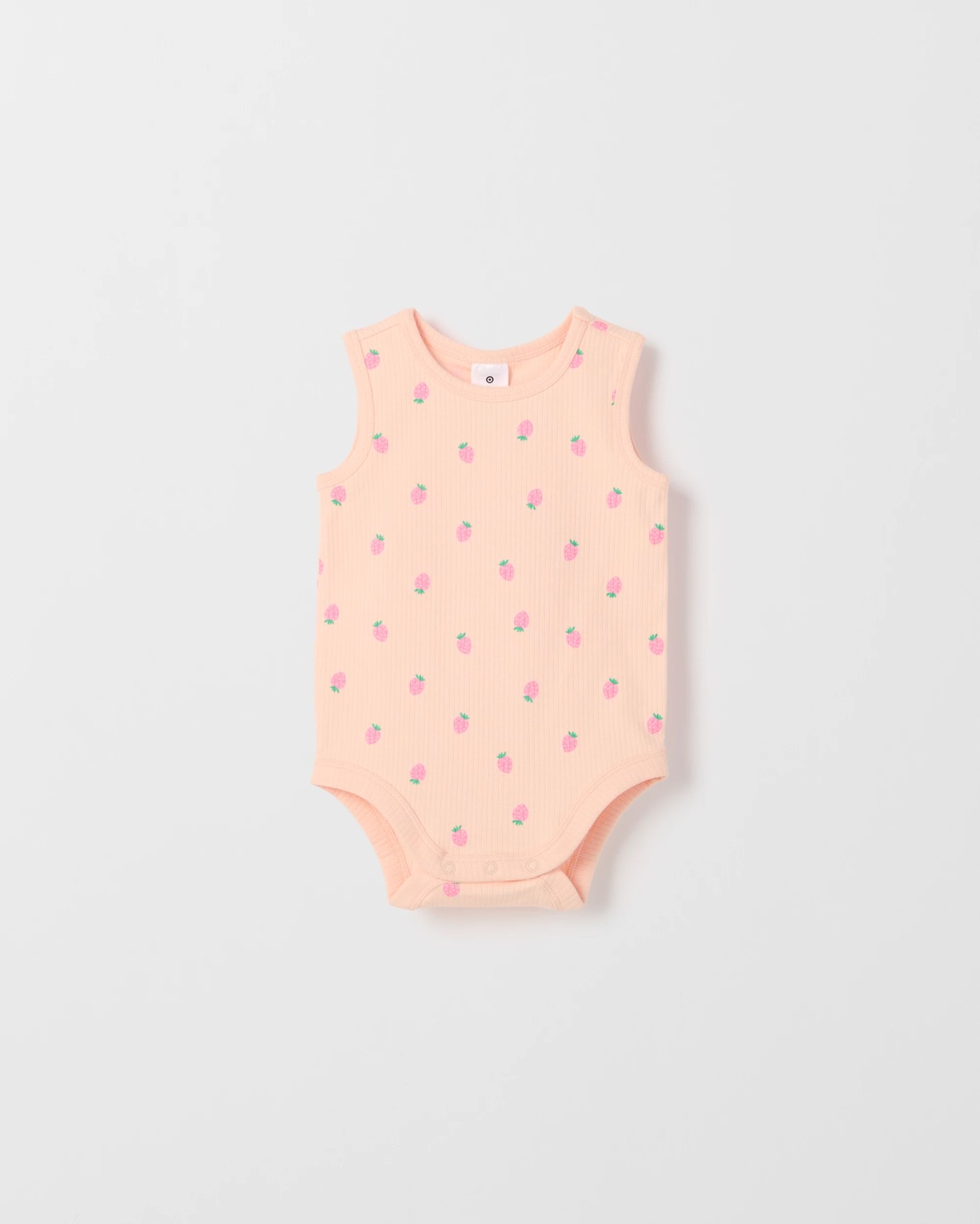 Baby Organic Cotton 3 Pack Sleeveless Rib Bodysuits - Multi Neon Fruit Peach 2 of 5