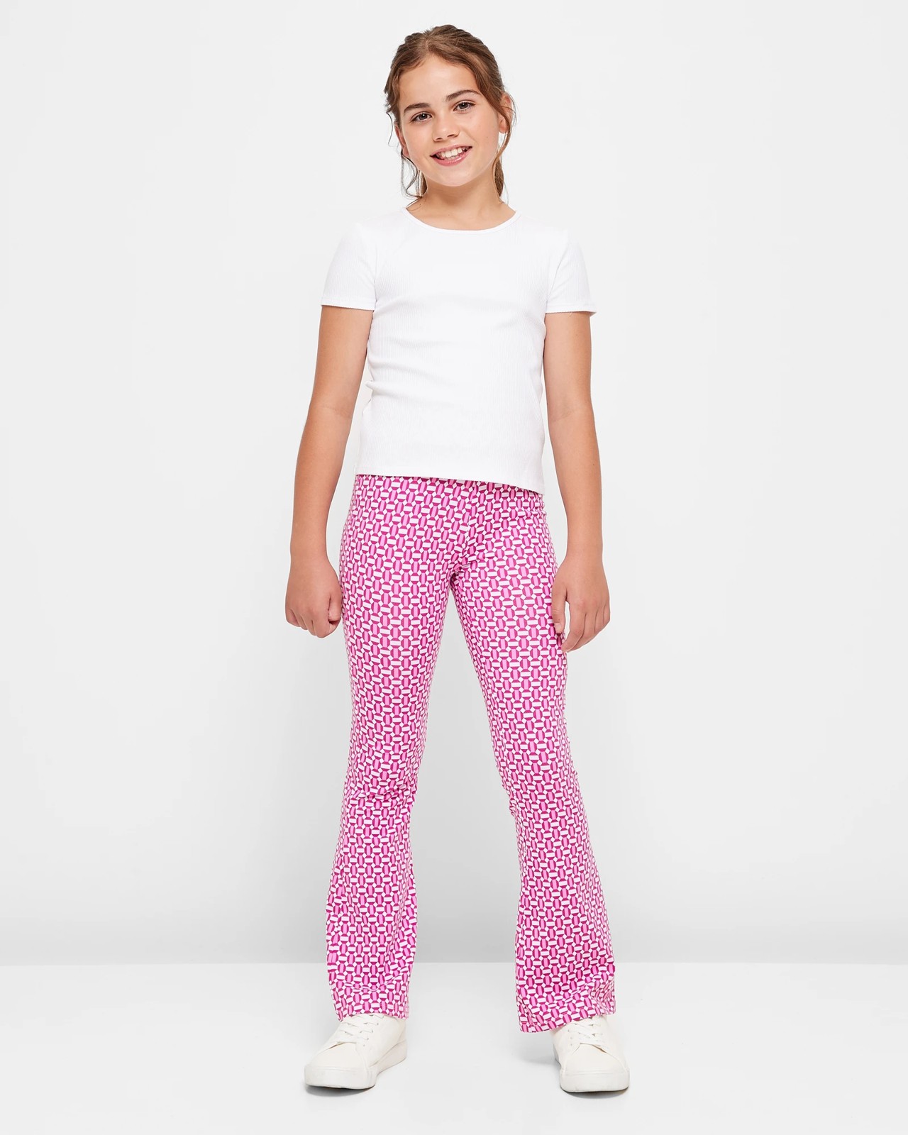 Flare Leggings - Pink Geometric