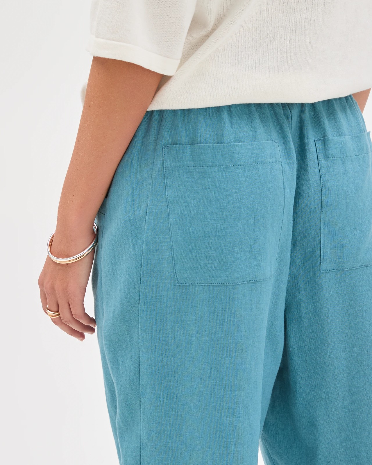 European Linen Tapered Pants - Soft Ocean 5 of 6