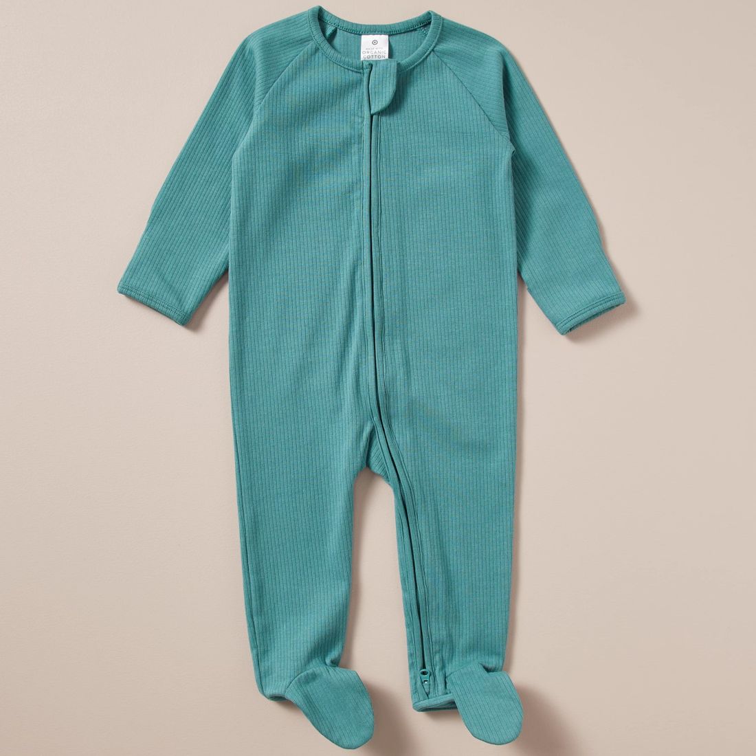 Baby Organic Cotton Rib Coverall - Green / Teal | Target Australia