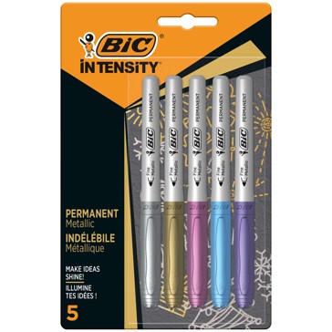5 Pack BIC Intensity Permanent Metallic Markers