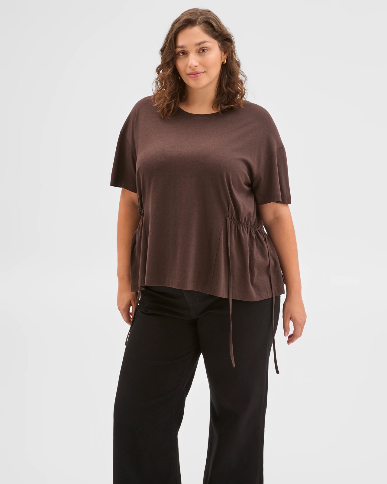 Plus Size Australian Cotton Blend Side Tie Waist T-Shirt 6 of 6