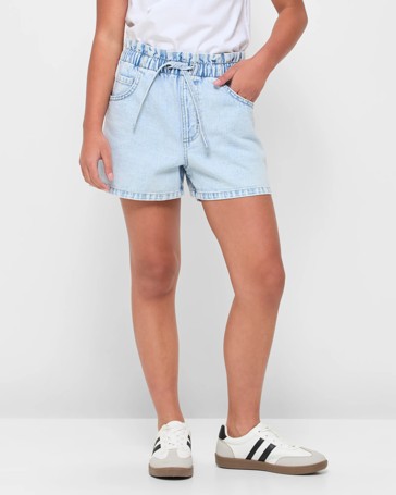 Paperbag Waist Denim Shorts