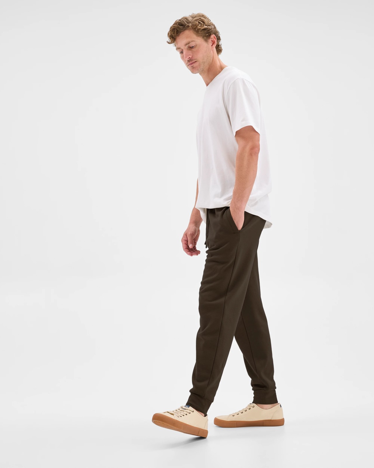 Australian Cotton Blend Cuffed Trackpants - Chocolate 2 of 5