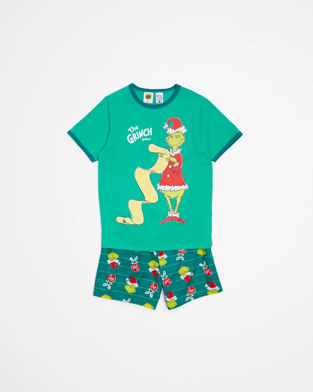 Family Matching Christmas Grinch Boys Youth Cotton Pyjama Set