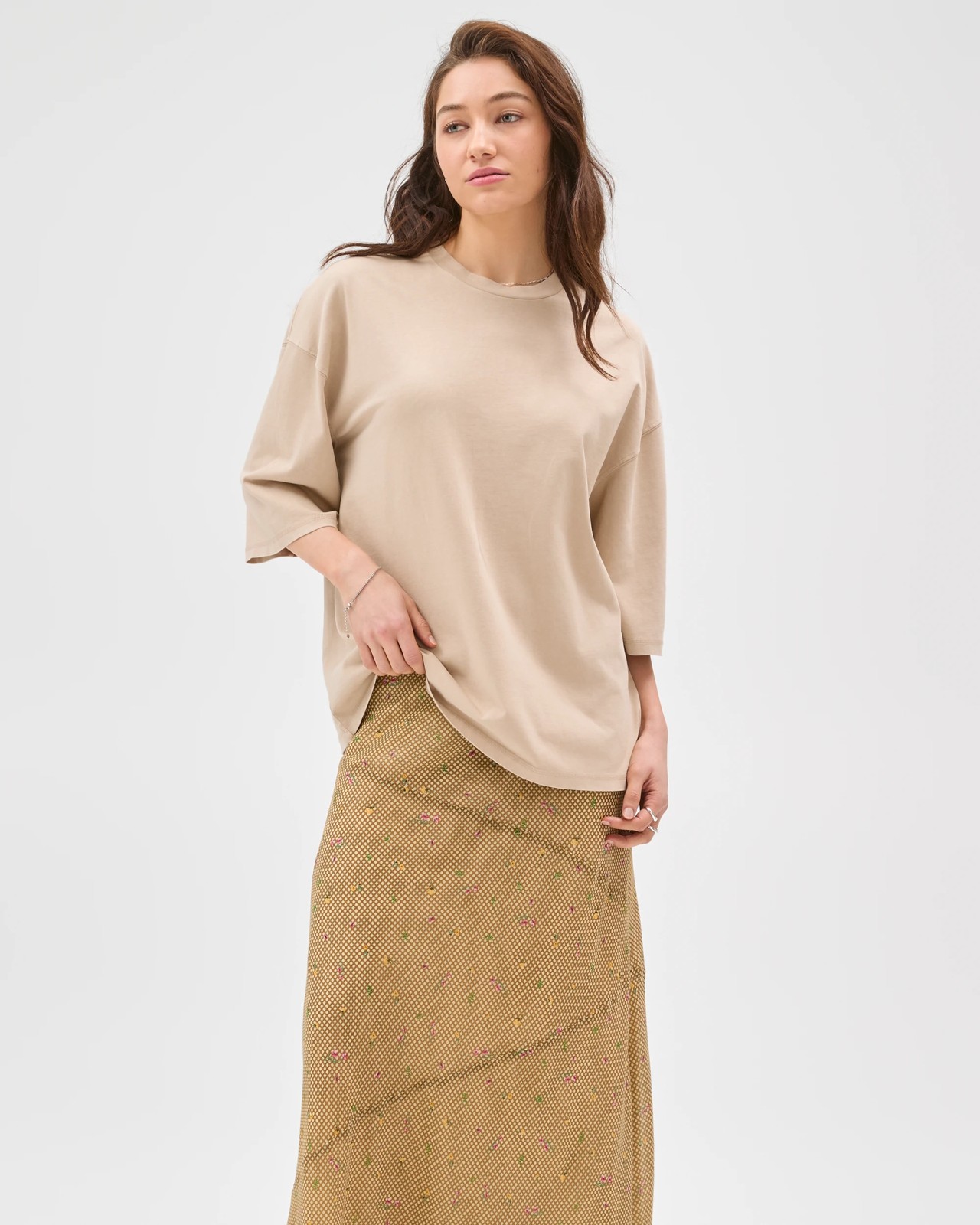 Lily Loves Australian Cotton Oversized T-Shirt - Soft Stone 4 of 5