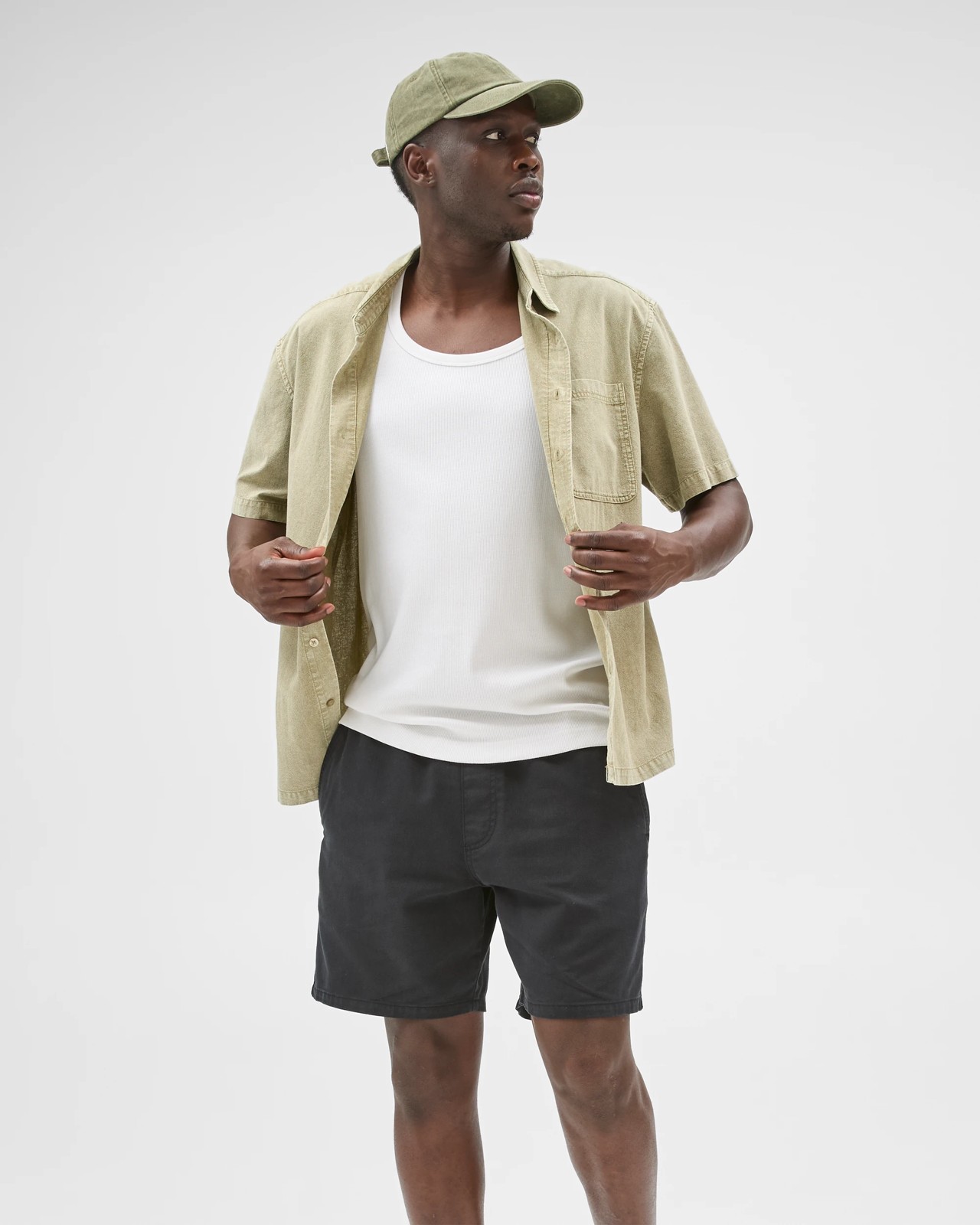 Commons Australian Cotton Plain Textured Boxy Fit Short Sleeve Shirt - Sea Grass 2 of 5