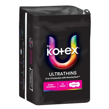 U by Kotex 12 Pack Ultrathin Super Pads with Wings