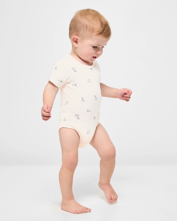 Baby Organic Cotton Print Rib Bodysuit 3 Pack