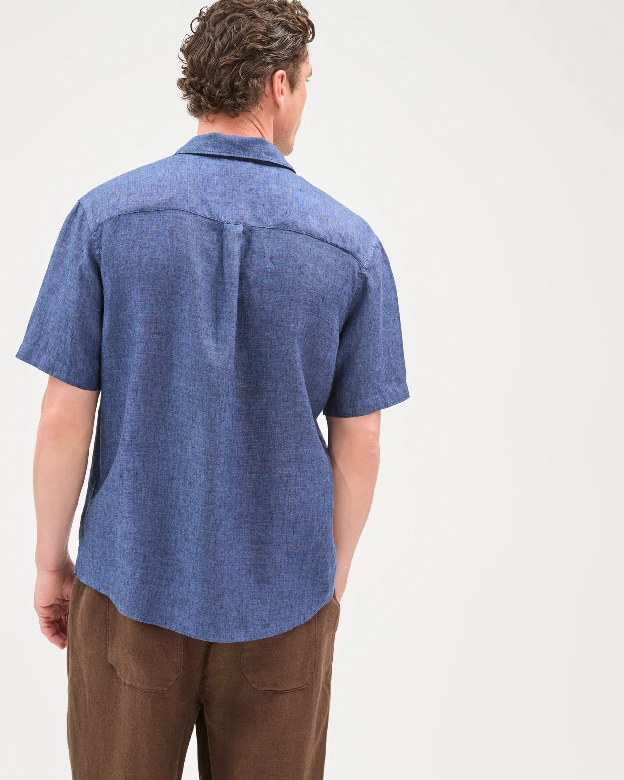 European Linen Short Sleeve Shirt - Indigo Blue 6 of 6