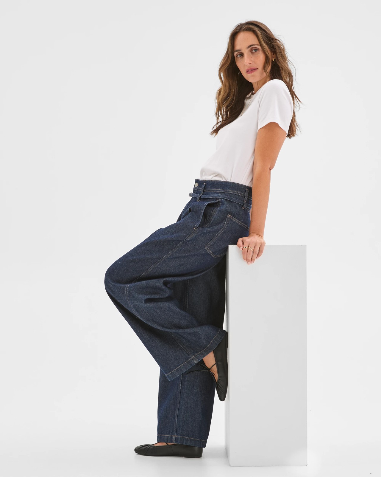 Belted Slouch Denim Jeans 2 of 6