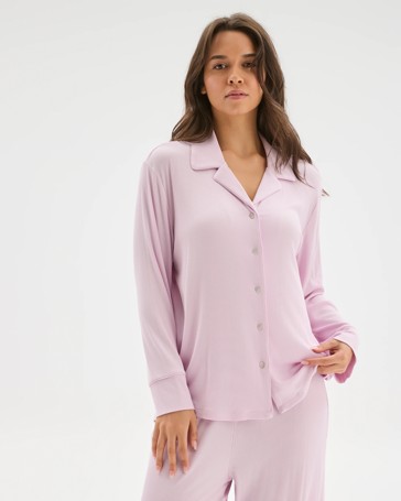 Long Sleeve Rib Pyjama Shirt