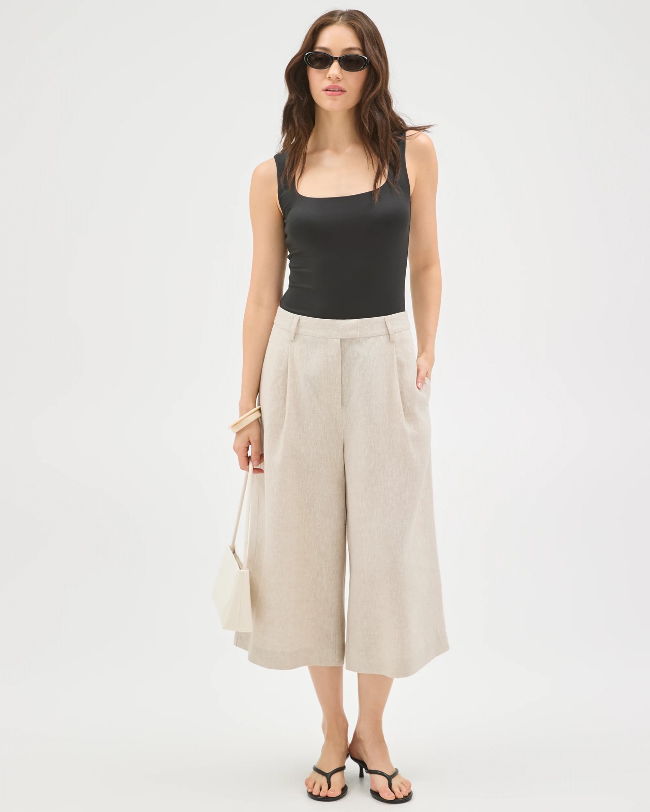 Lily Loves European Linen Culotte Pants - Natural 2 of 6