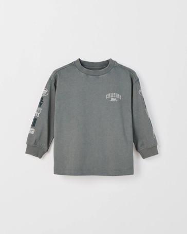 Australian Cotton Long Sleeve Washed Print T-Shirt