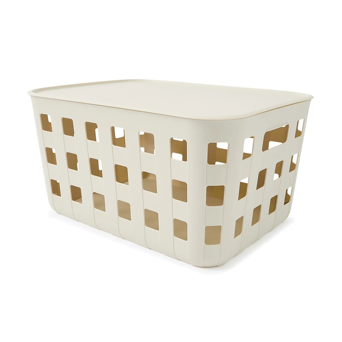 28L Rectangle Trellis Basket with Lid, Beige - Anko 2 of 5