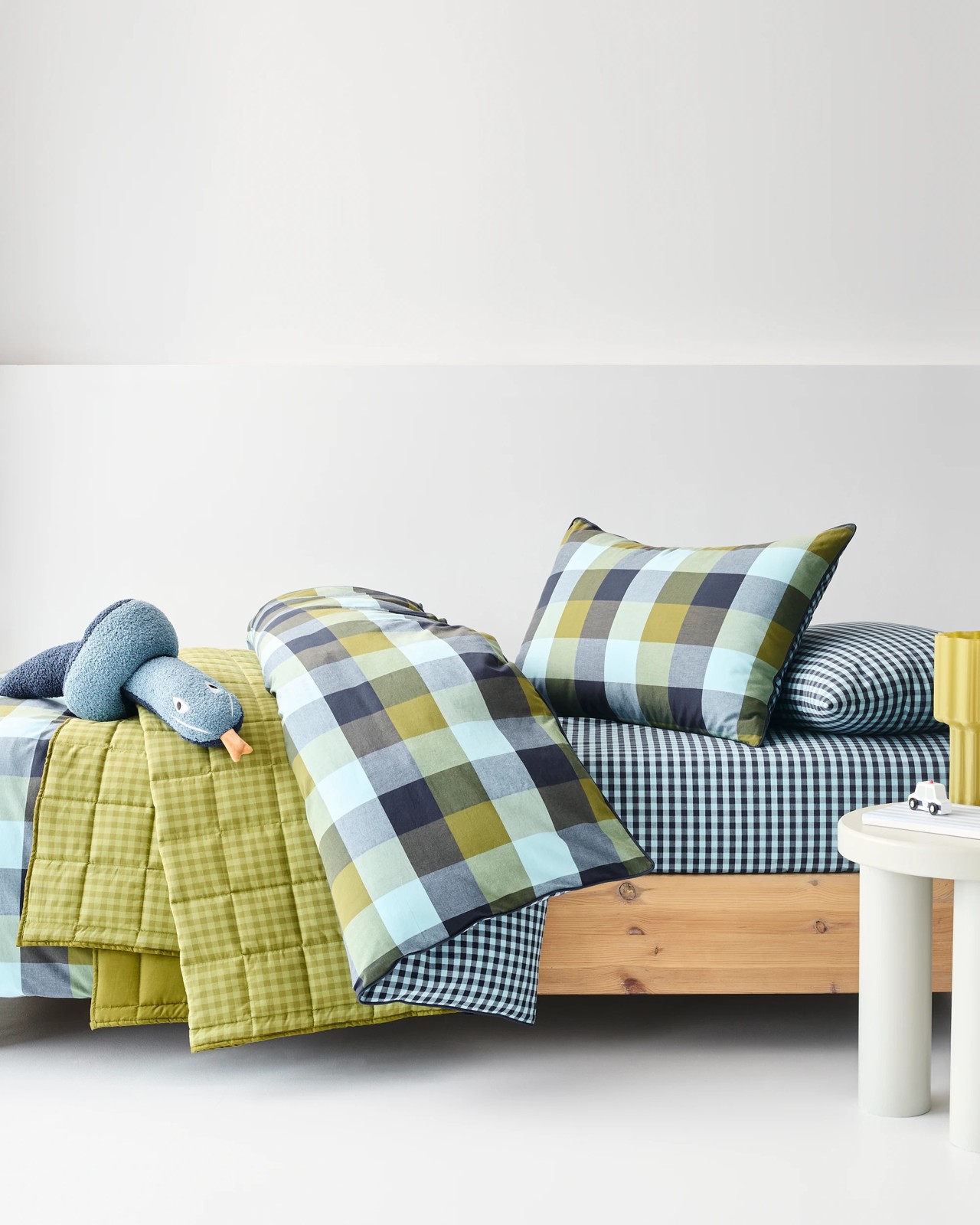 Grayson Gingham Cotton Piping Quilt Cover Set 4 of 5