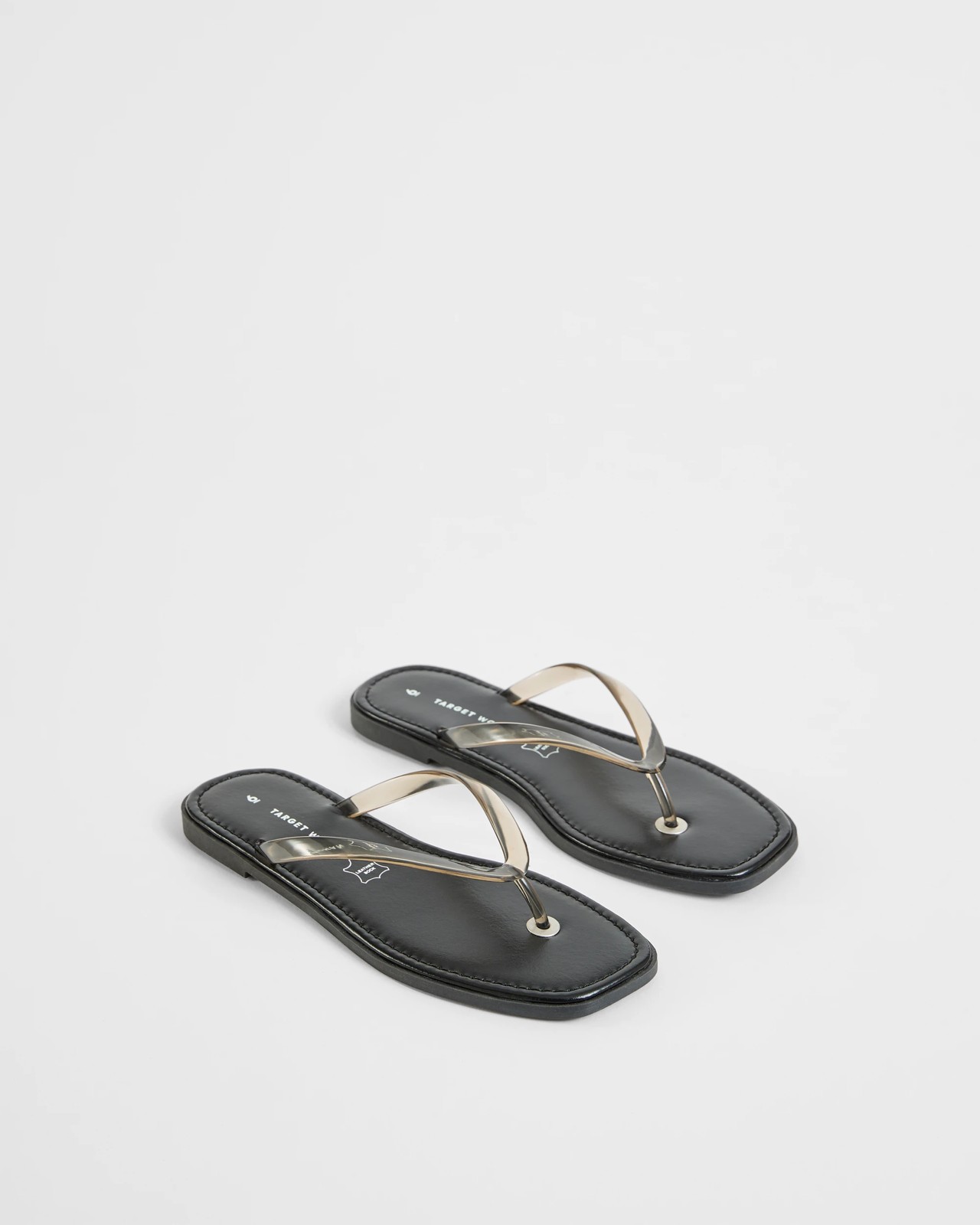 Genuine Leather Square Toe Thongs - Clear 2 of 3