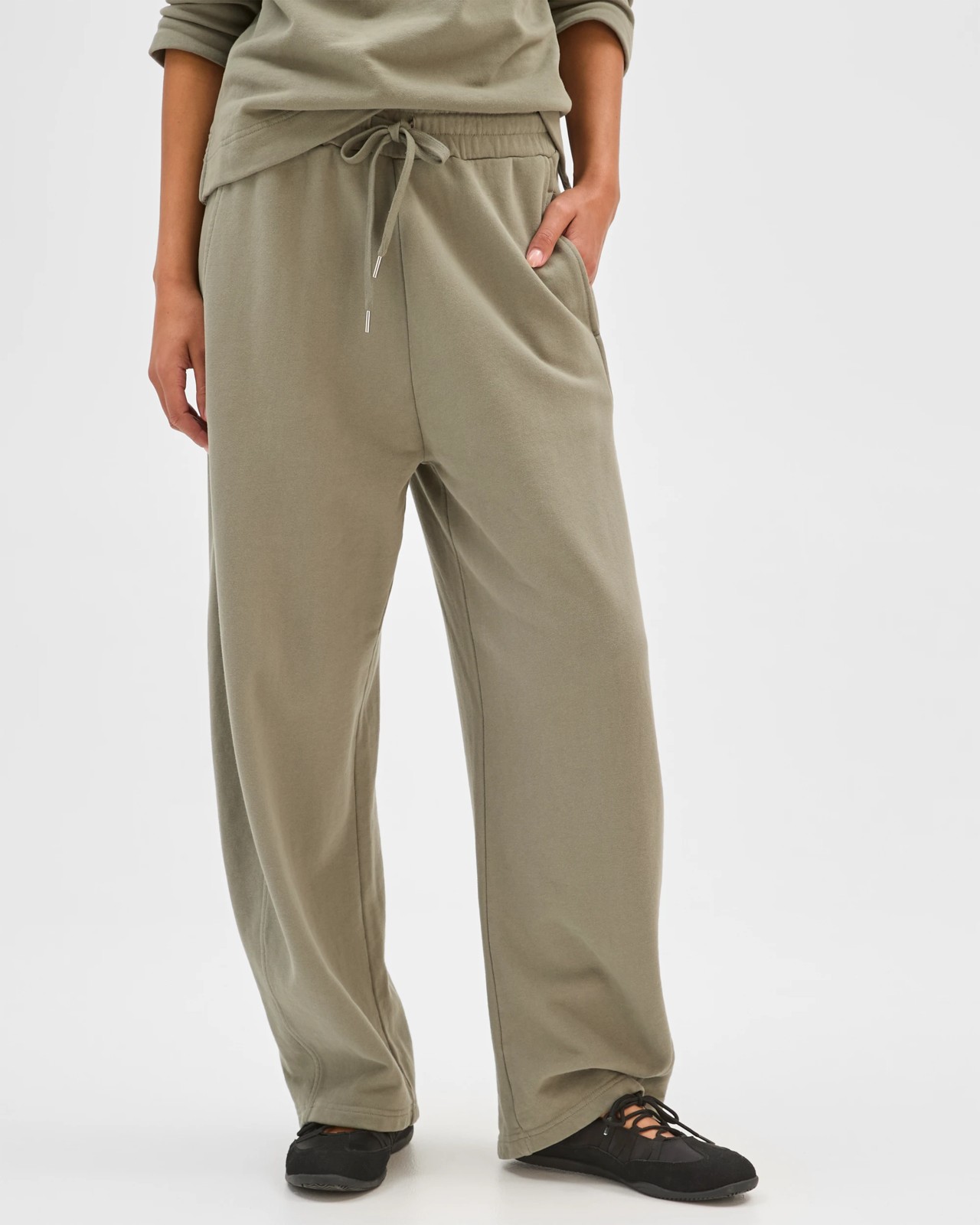 Australian Cotton Barrel Leg Jogger Pants - Washed Dusty Olive 2 of 5