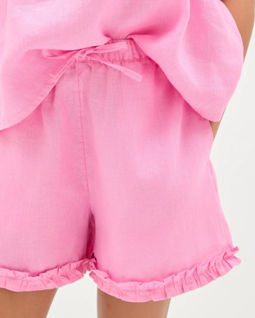 European Linen Frill Shorts