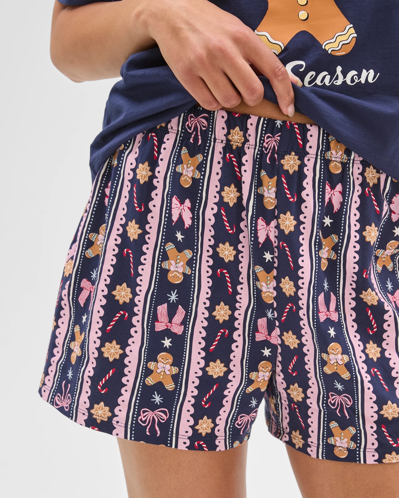Australian Cotton Christmas Gingerbread Shorts Pyjama Set 4 of 5