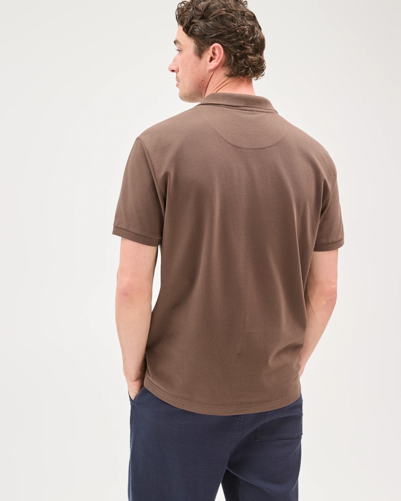 Australian Cotton Short Sleeve Polo Top - Chocolate 6 of 6