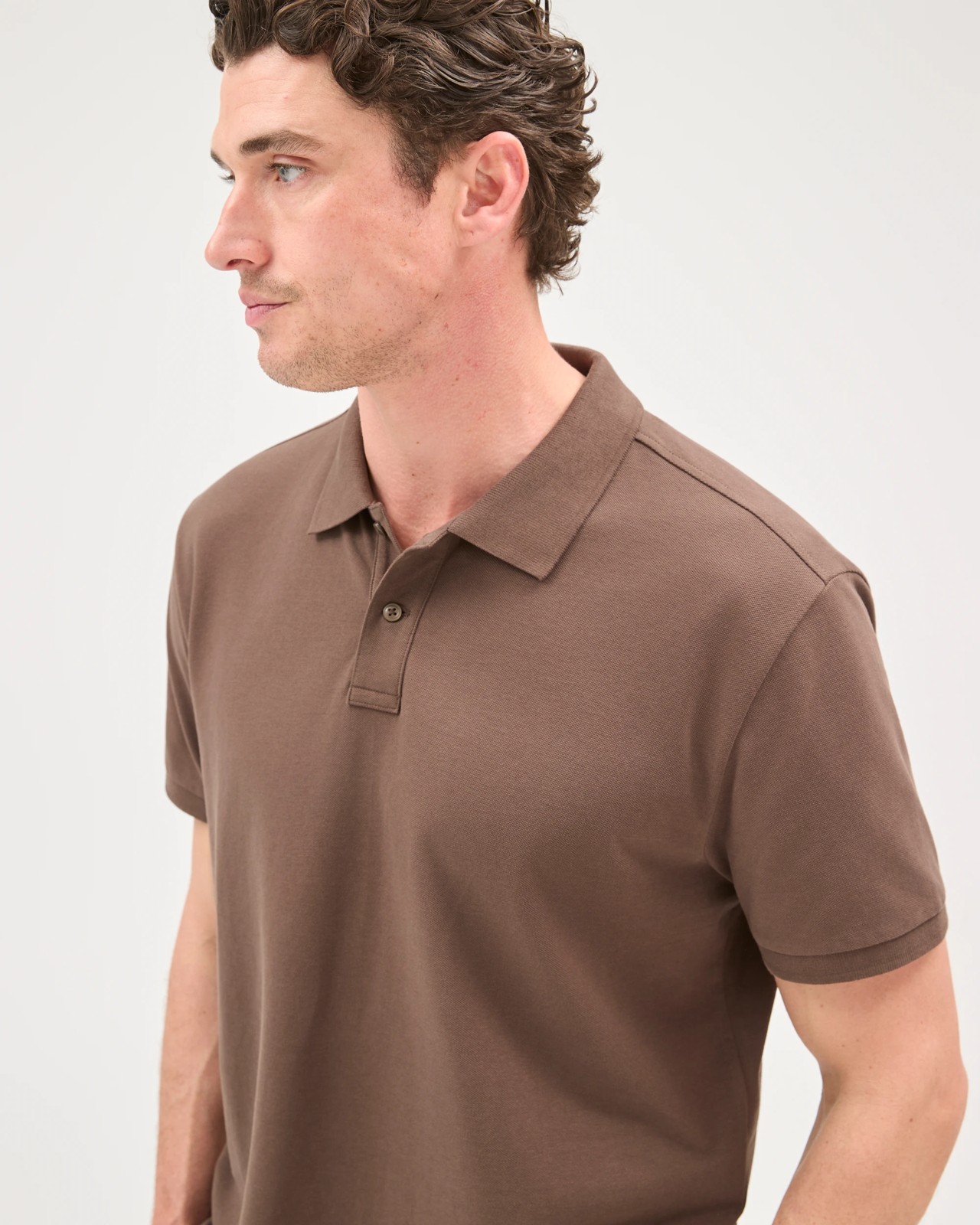 Australian Cotton Short Sleeve Polo Top - Chocolate 5 of 6