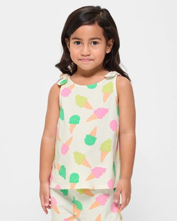 Organic Cotton Bow Shoulder Print Tank