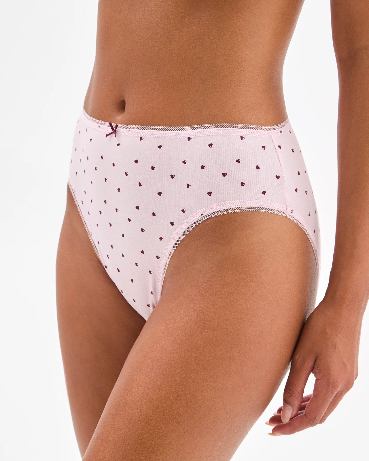 Cotton/Elastane 5 Pack High Cut Briefs - Cherry & Scatter Hearts 3 of 5