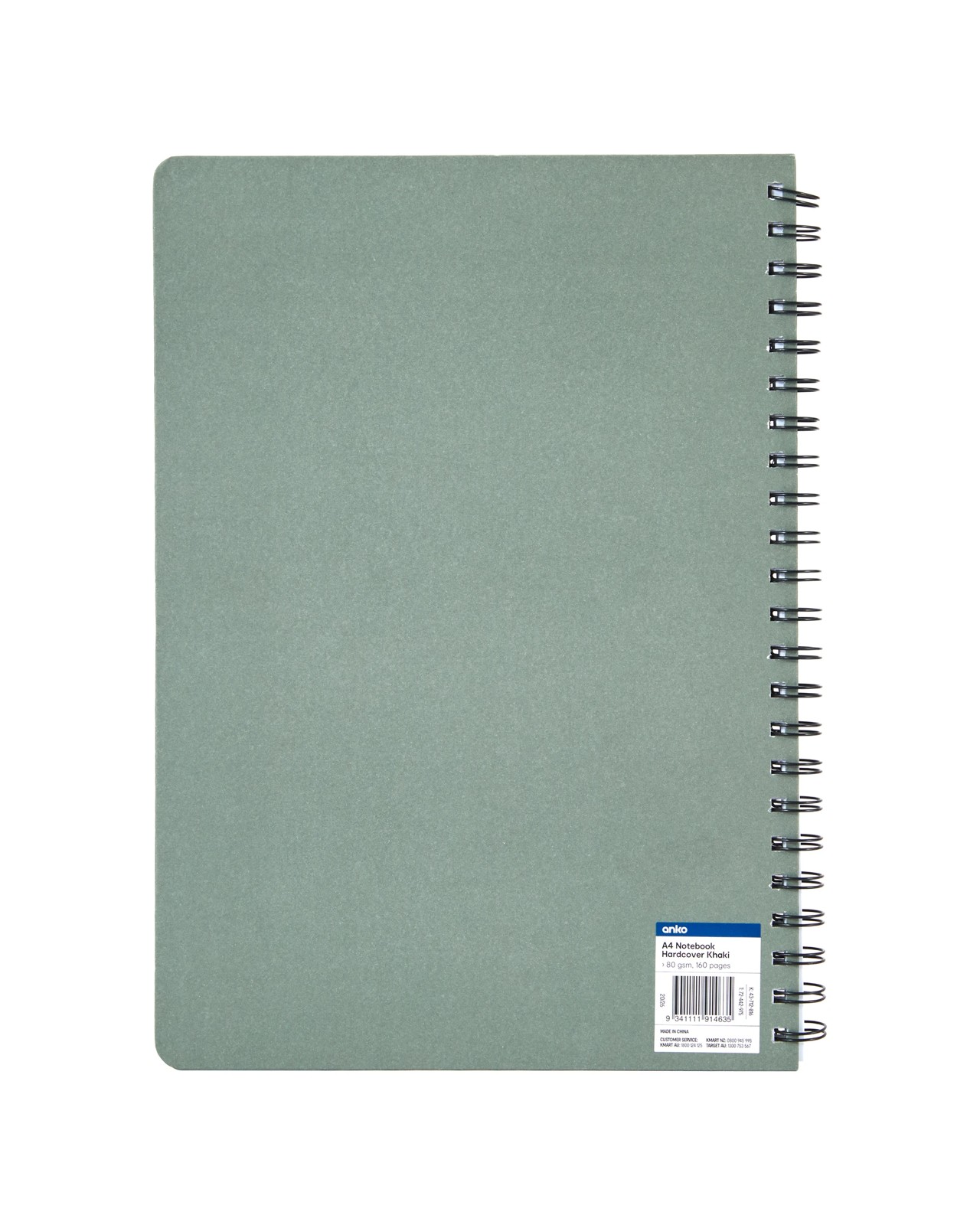 Anko A4 Spiral Notebook 160 Pages Hardcover Khaki 4 of 4