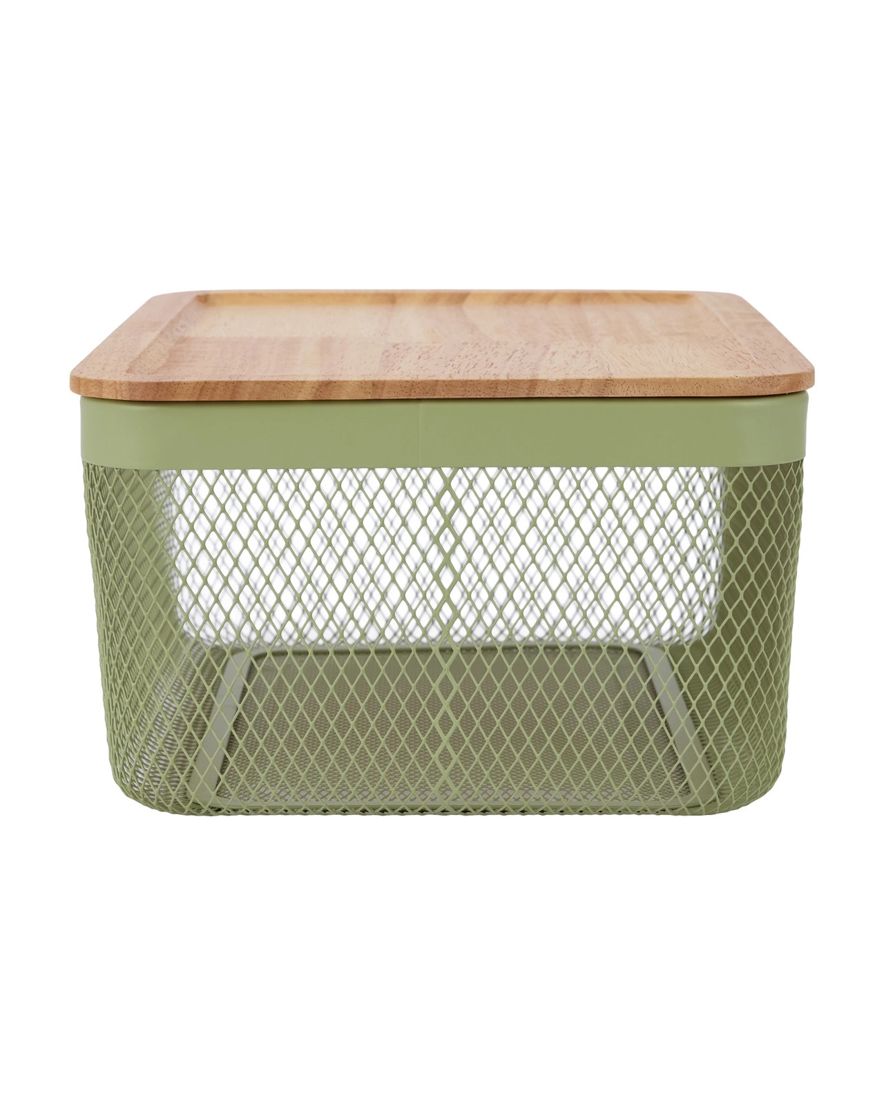 Anko Large Basket with Wooden Lid - Green 3 of 6