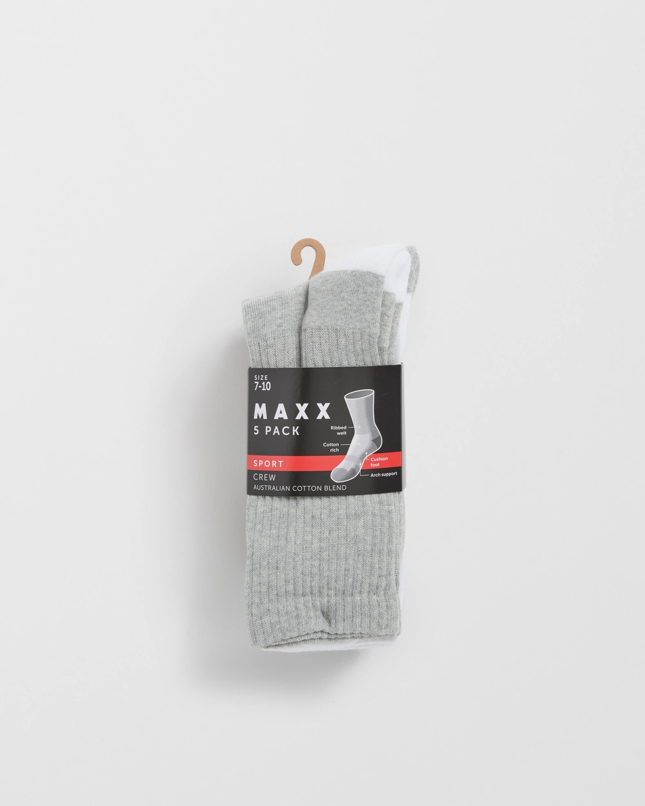 Maxx Australian Cotton Blend 5 Pack Sport Crew Socks 3 of 3